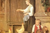 Dziewczyna karmiąca kury